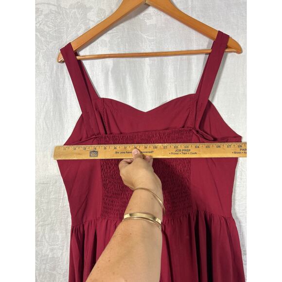 Scarlet Darkness Renaissance Dress Costume XL Red Burgundy Ruffle Hem Smocked - Picture 9 of 11